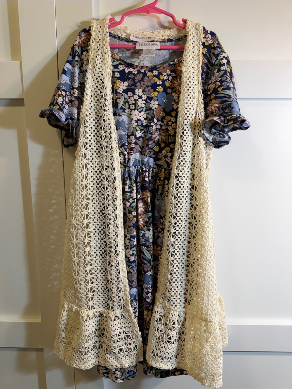 Girls Dress with removable long vest